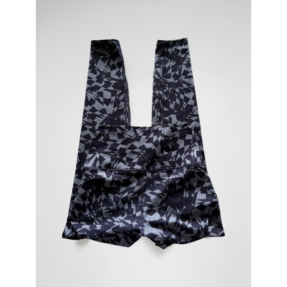 FLEO Womens High Waisted Geometric Print Leggings Black Grey Size Small
